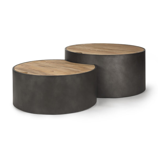 Mercana Eclipse Nesting Drum Coffee Tables with Lift-Top Storage for Modern Living Room Versatility 70240