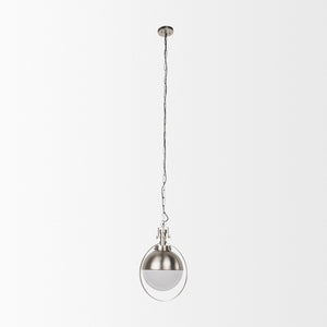 Mercana Leighton Pendant Light - Striking Spherical Design in Antiqued Gold for Modern Farmhouse Glamour Antique Nickel Metal | Glass Globe 69345
