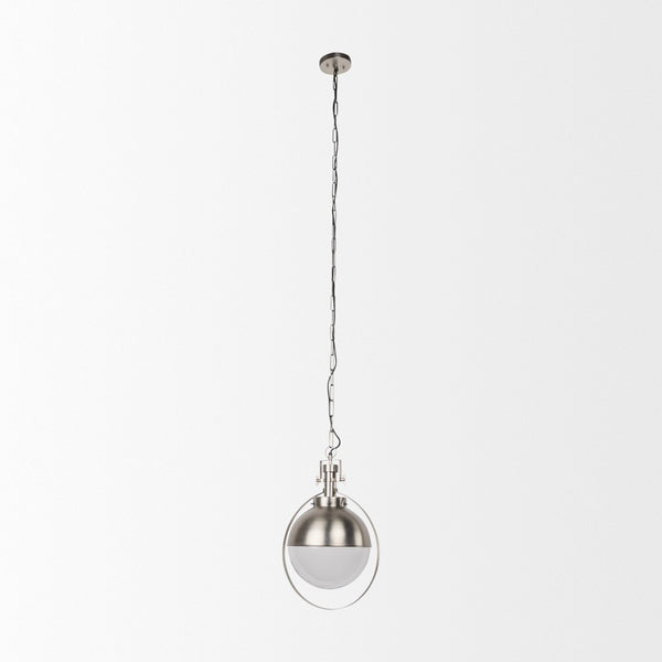 Mercana Leighton Pendant Light - Striking Spherical Design in Antiqued Gold for Modern Farmhouse Glamour Antique Nickel Metal | Glass Globe 69345