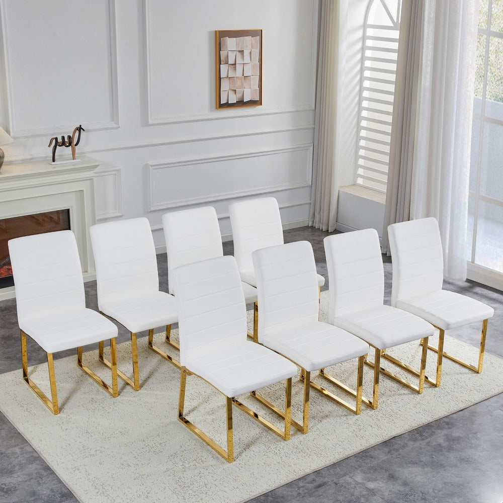 English Elm 6-pack Pu Leather Dining Chairs with Iron Frame and Thick Foam Cushion for Home or Office W2920S00101
