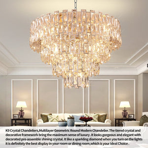 English Elm Chrome French Empire Chandelier with K9 Crystals 21 Light Dining Room Fixture W2869P476456