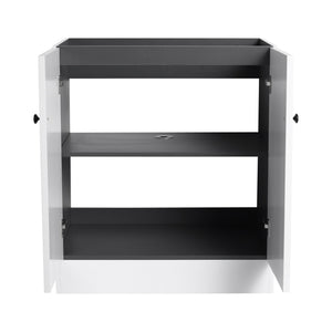 English Elm 30" Modern Freestanding Bathroom Vanity with Integrated Basin, Adjustable Shelf & 3 Metal Handles White W999P241065