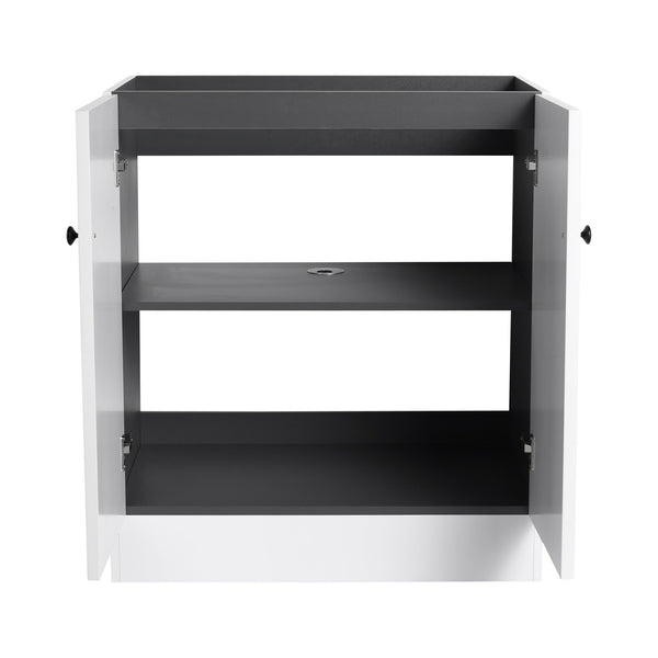 English Elm 30" Modern Freestanding Bathroom Vanity with Integrated Basin, Adjustable Shelf & 3 Metal Handles White W999P241065