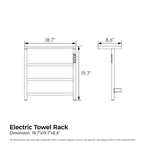 English Elm Heated Carbon-Fiber Towel Rack with Top Shelf and Timer, Rapid 3–7min Warmth, IPX4 Waterproof Black T3177P305030
