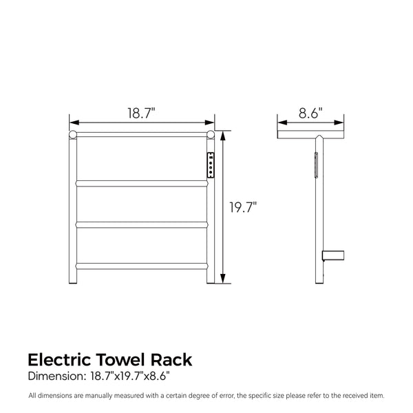 English Elm Heated Carbon-Fiber Towel Rack with Top Shelf and Timer, Rapid 3–7min Warmth, IPX4 Waterproof Black T3177P305030