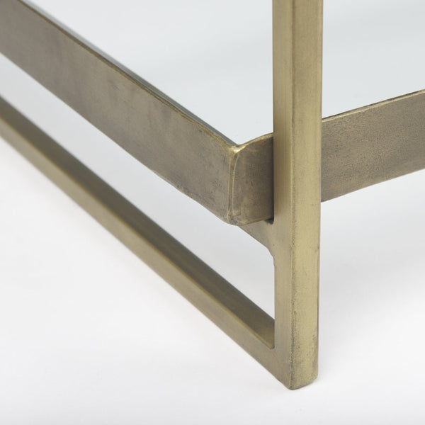 Mercana Trey Elegant Industrial Coffee Table with Durable Iron Frame and Spacious Tempered Glass Surface 69783