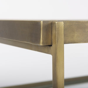 Mercana Trey Elegant Industrial Coffee Table with Durable Iron Frame and Spacious Tempered Glass Surface 69783