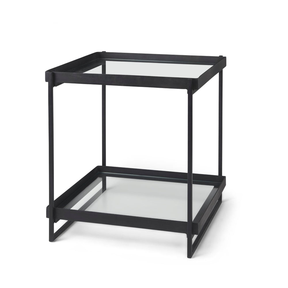 Mercana Trey Modern Accent Table – Industrial Design with Tempered Shelves for Stylish Living Spaces 69787