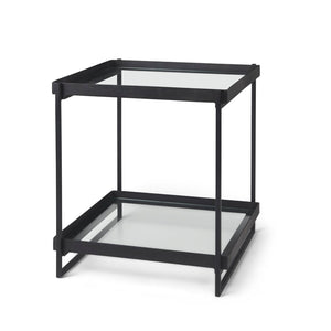 Mercana Trey Modern Accent Table – Industrial Design with Tempered Shelves for Stylish Living Spaces 69787