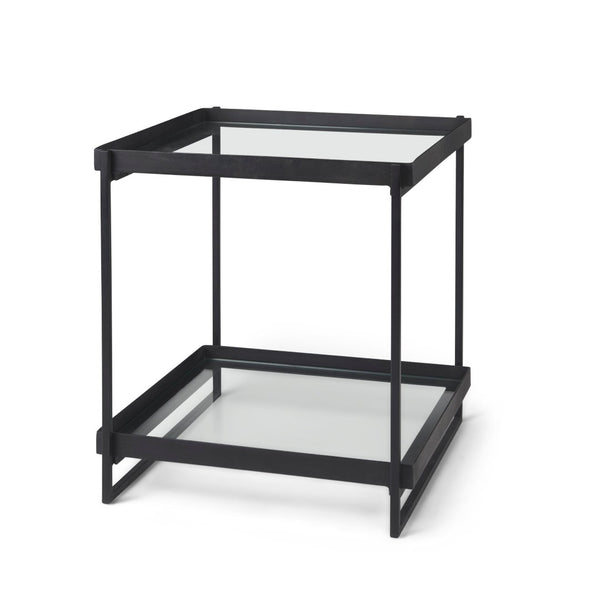 Mercana Trey Modern Accent Table – Industrial Design with Tempered Shelves for Stylish Living Spaces 69787