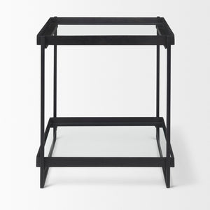 Mercana Trey Modern Accent Table – Industrial Design with Tempered Shelves for Stylish Living Spaces 69787