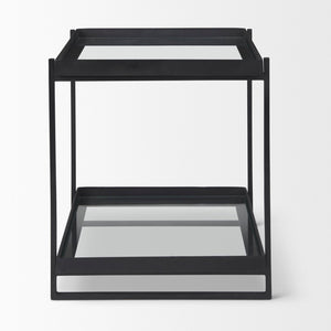 Mercana Trey Modern Accent Table – Industrial Design with Tempered Shelves for Stylish Living Spaces 69787