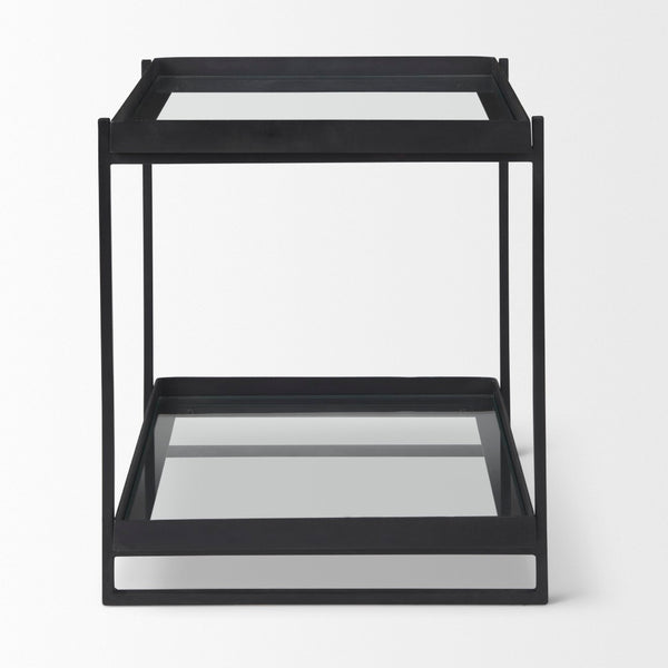 Mercana Trey Modern Accent Table – Industrial Design with Tempered Shelves for Stylish Living Spaces 69787