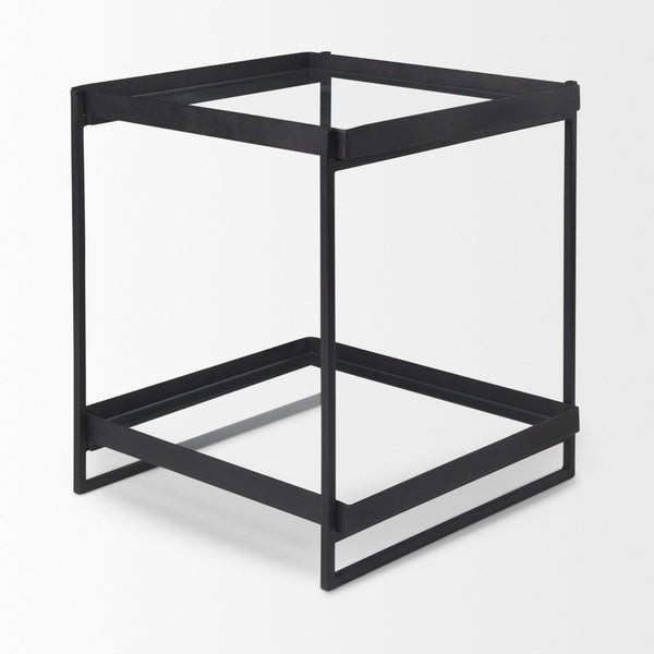 Mercana Trey Modern Accent Table – Industrial Design with Tempered Shelves for Stylish Living Spaces 69787