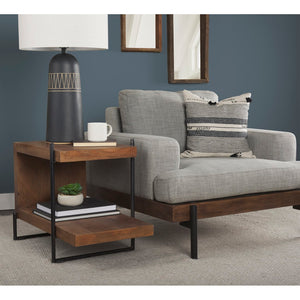 Mercana Maddox Modern Side Table with U-Shaped Design - Stylish, Versatile Accent for Any Space Brown Wood | Black Metal | U-shaped 67841