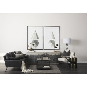 Mercana Vicunya Luxe Accent Chair with Plush Off-White Upholstery and Gun Metal Gray Iron Frame Design 69136