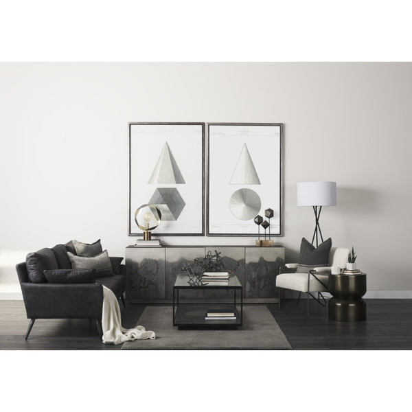 Mercana Vicunya Luxe Accent Chair with Plush Off-White Upholstery and Gun Metal Gray Iron Frame Design 69136