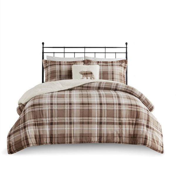 English Elm King Alton Plush to Sherpa Comforter Set – Reversible Cozy Berber, Hypoallergenic Down Alternative, OEKO‑TEX Certified B035100511