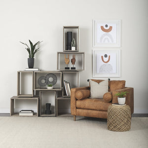 Mercana Simul Modular Shelving Unit Set of 2 - Stylish Mango Wood Design for Versatile Home Display Solutions 69229