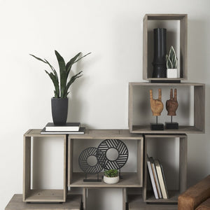 Mercana Simul Modular Shelving Unit Set of 2 - Stylish Mango Wood Design for Versatile Home Display Solutions 69229