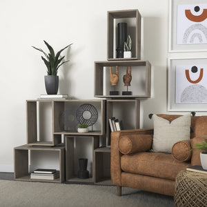 Mercana Simul Modular Shelving Unit Set of 2 - Stylish Mango Wood Design for Versatile Home Display Solutions 69229