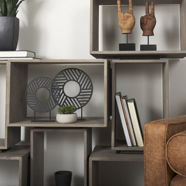 Mercana Simul Modular Shelving Unit Set of 2 - Stylish Mango Wood Design for Versatile Home Display Solutions 69229