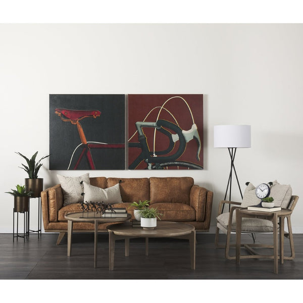 Mercana Brooks Cozy Cognac Three-Seater Sofa with Elegant Wood Legs for Modern Living Spaces and Comfort 69619