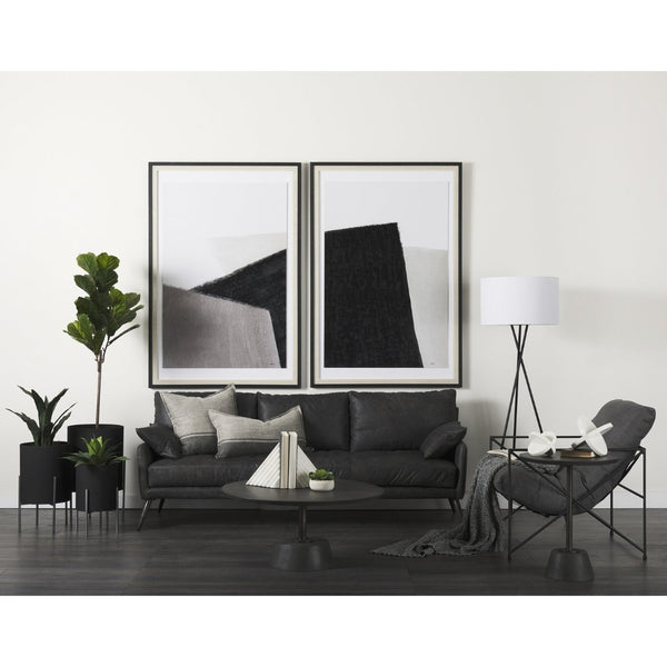 Mercana Cochrane Timeless Three-Seater Sofa – Luxurious Top-Grain Leather, Industrial Design, Fully Assembled Black Leather | Gray Metal 69448