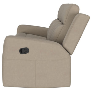 English Elm Slater Manual Reclining Sofa with Channel Tufted Back and Suede Leatherette Upholstery Taupe B062P440392