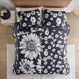 Intelligent Design Maude Casual Floral Reversible Comforter Set ID10-2228 Black/White