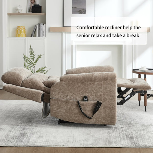 English Elm Dual Motor Power Lift Recliner with Massage Heat and Leatherair Upholstery W3224S00033