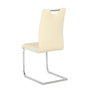 English Elm Modern Pu Leather Dining Chair Set of 2 with Polished Metal Legs for Kitchen W210P375168
