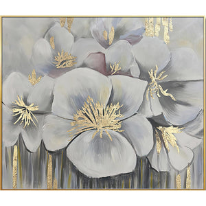 English Elm Vibrant Hand-Painted Orchids Canvas with Gold Frame, 40"x60", Oil Painting, Unique Gold Foil Accents B030P307393