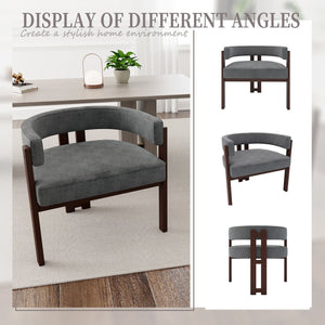 English Elm Modern Chenille Barrel Dining Chair with Metal Base, Plush Foam Seat, Compact Accent Seat for Home Gray W395P233456