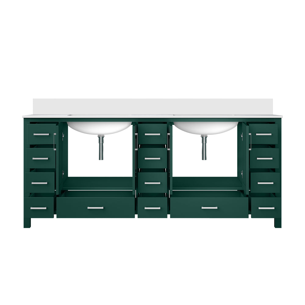 English Elm Green Solid Wood Double Bath Vanity 84" W x 22" D with Cultured Marble Top, Soft-Close Drawers, Ample Storage B2731P259170