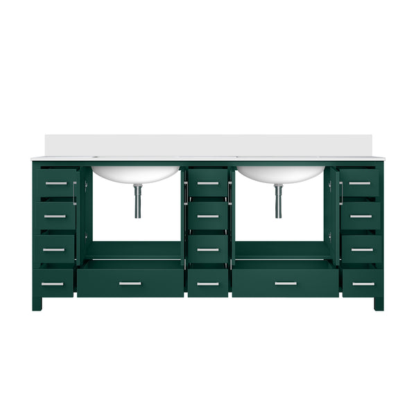 English Elm Green Solid Wood Double Bath Vanity 84" W x 22" D with Cultured Marble Top, Soft-Close Drawers, Ample Storage B2731P259170