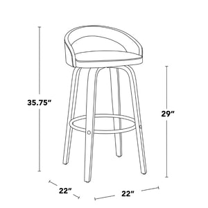 English Elm Barstool Set of 2 Swivel Faux Leather Seats Bentwood Frame for Kitchen Island B202S01910
