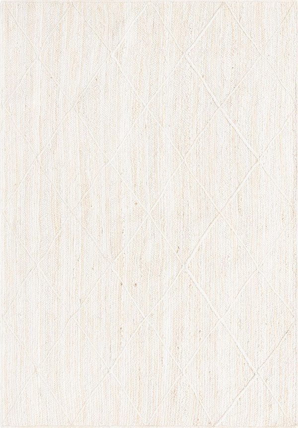 Unique Loom Braided Jute Trellis Hand Braided Solid Rug Ivory,  6' 1" x 9' 0"