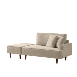 English Elm Indoor Boucle Chaise Lounge with Detachable Ottoman Convertible Daybed Bedroom Reading Nook Camel W5515P438712