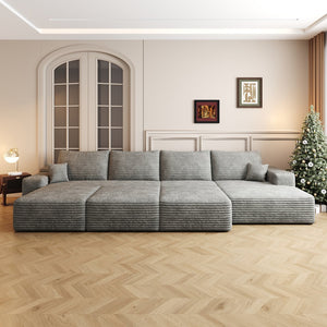 English Elm 135"Large Modular Cloud Sofa - 6-Seater Plush Corduroy Sofa Bed, No Assembly, Cozy & Versatile! W2824S00051