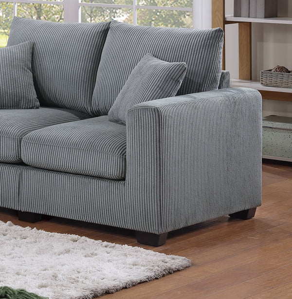 English Elm Classic Corduroy 2pc Sofa Set with Loveseat, Square Arms, Plush Cushions & 2 Throw Pillows - Cozy Modern Appeal Fog 47 L x 35 W x 24 H B011S01298