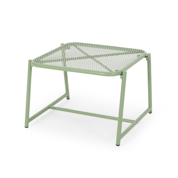 English Elm Kincaid Outdoor Iron Mesh Conversation Set Rust Resistant Patio Chairs with Side Table Matte Green N775P392159G