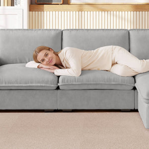 English Elm Cloud Sectional Sofa with Movable Chaise Soft Chenille Upholstery for Modern Living Rooms Gray W1359S00066