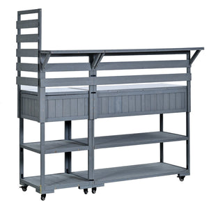 English Elm Topmax Modular Fir Wood Outdoor Kitchen Cart Stainless Steel Prep Station Gray N717P417963E