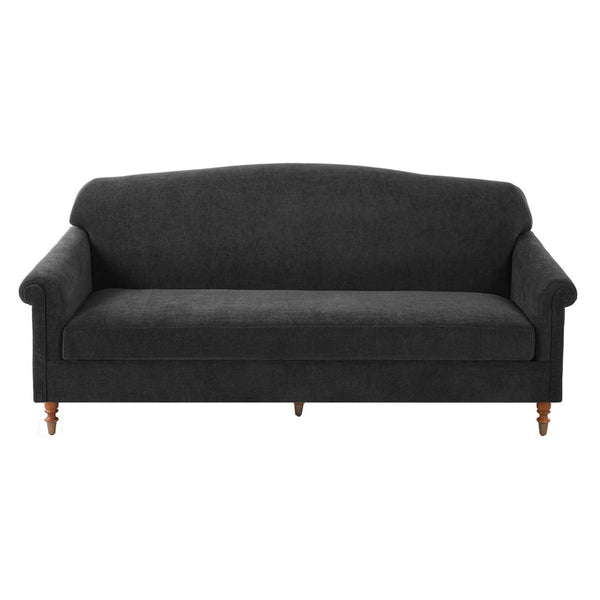 English Elm Modern Chenille Loveseat with Rolled Arms Pocket Spring Cushions and Rubberwood Legs Grey N763P362173E