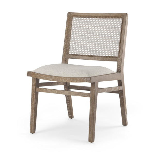 Mercana Wynn Contemporary Dining Chair with Cushioned Seat and Stylish Solid Wood Frame for Any Space Beige Fabric | Cane Back | Brown Wood 69829