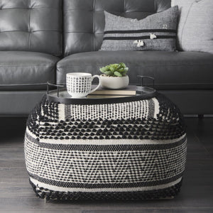 Mercana Garima Handcrafted 22" Textured Pouf - Versatile Seating for Boho, Coastal, and Modern Decor 69524