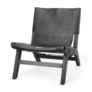 Mercana Elodie Modern Accent Chair: Stylish Leather & Beech Wood Design for Living Room & Office Elegance Black Leather | Black Stain Wood 69628