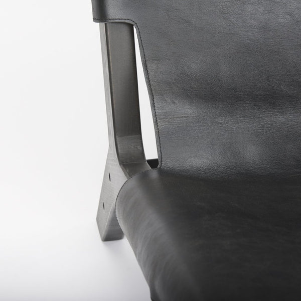 Mercana Elodie Modern Accent Chair: Stylish Leather & Beech Wood Design for Living Room & Office Elegance Black Leather | Black Stain Wood 69628