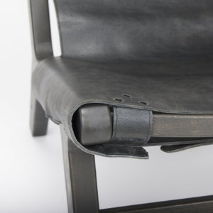 Mercana Elodie Modern Accent Chair: Stylish Leather & Beech Wood Design for Living Room & Office Elegance Black Leather | Black Stain Wood 69628